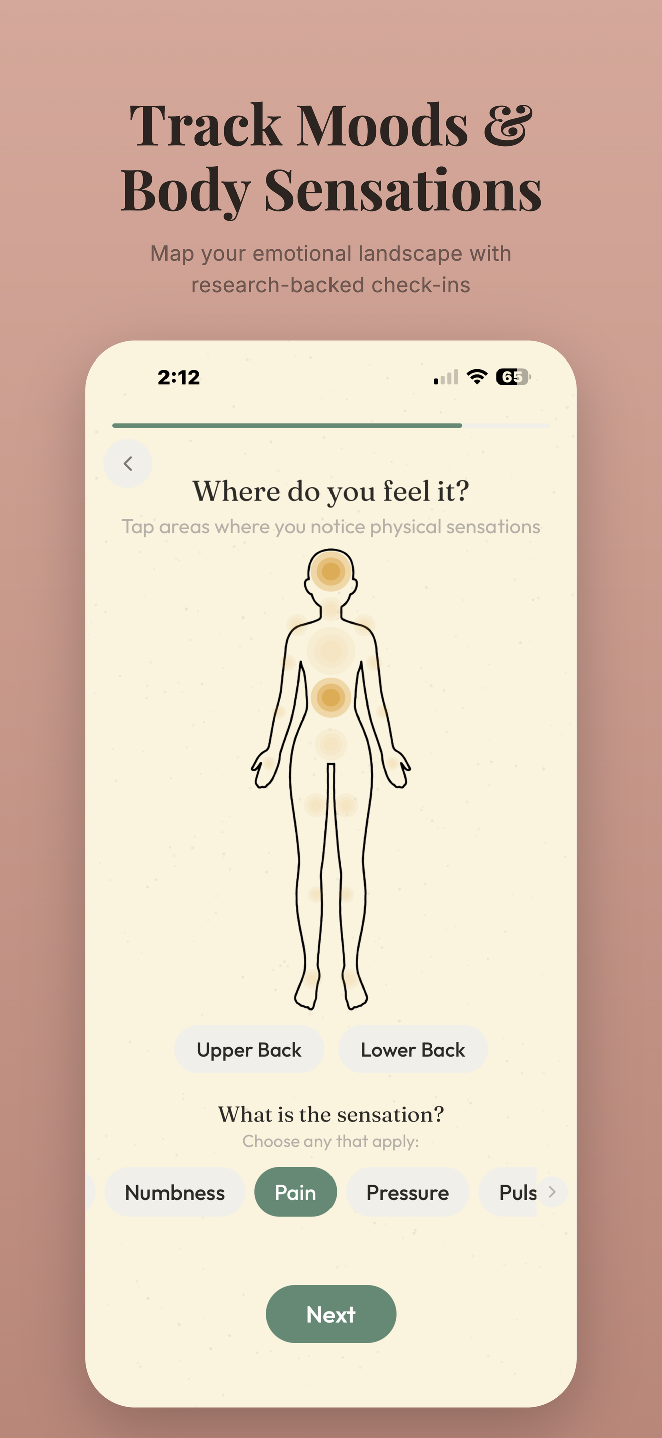 Gather: mood check-in and body map